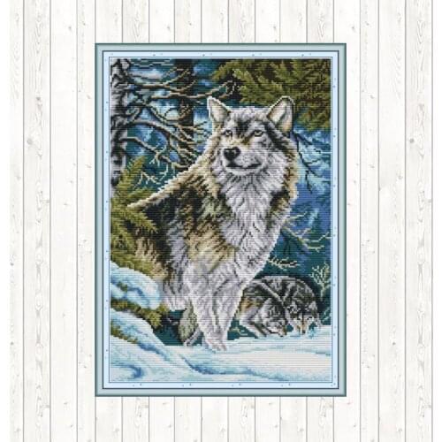 Leader Wolf Chinese Cross Stitch Animals Patterns 11CT 14CT Cross Stitch Printed Canvas for Embroidery Kit DIY Needlework Crafts