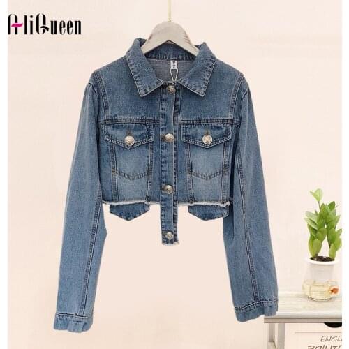 Retro Clothes Patchwork Tassel Denim Jacket for Women Lapel Vintage Casual Short Coats Streetwear Jeans Jacket Crop Tops Outwear