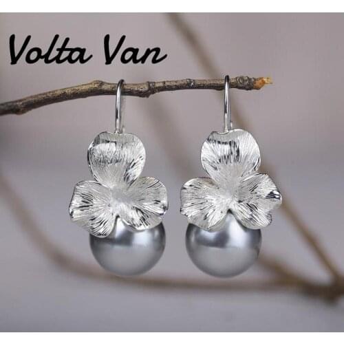 Volta Van 2021 New Women Drop Earrings 925 Sterling Silver Shell Beads Pendientes Plata Jewelry Trendy Fashion Vintage Earrings