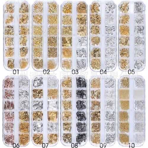 Gold Nail Art Alloy Studs Seaside 3D Decorations Sea Shell Star Feathers Charm Metal Frame Rivets Nail Sequin Accessories