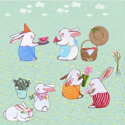 1Pc Cute Rabbit Applique Embroidered Iron on Animal Patches For Clothes Bag Fashion Sticker Diy Decoration Craft Repair