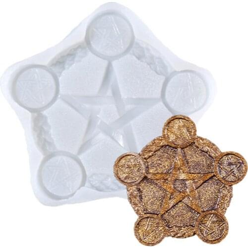 1PC Pentagram Silicone Resin Mold DIY Silicone Mold Divination And Blessing Ceremony Tea Wax Cup Candle Holder Silicone Mold