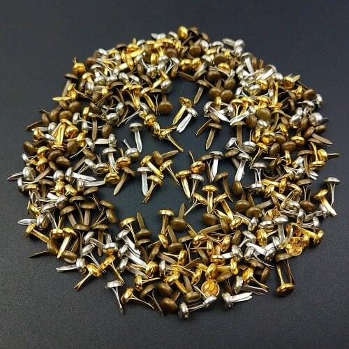 100pcs Colors Iron Round Metal Mini 2 Foot Nails Fastener DIY Embellishment Handmade Crafts Scrapbooking Accessories