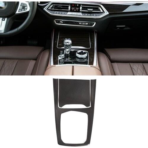 2 Pcs ABS Carbon Fiber Interior Gears Frame Cup Holder Gear Panel Covers Stickers Trim For BMW X5 G05 2019 Accessories