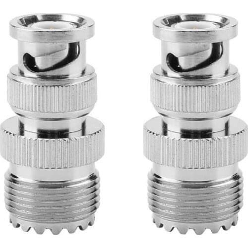 2pcs BNC Male Plug to UHF SO239 PL TO 259 Female Jack RF Coaxial Adapter Cable Connector