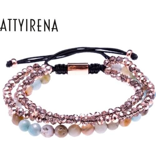 2018 Multilayer Bracelets Briading Macrame Beaded Bracelet Amazonite Stone New Design Yogi Bracelet For Women Gift