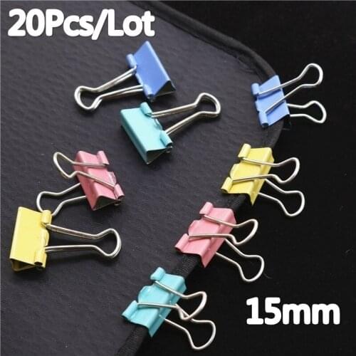 20X Black Metal Binder Clips 15mm Notes Letter Paper Clip Office Supplies Binding Securing Clip Product