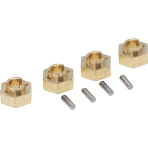 4Pcs Stable Brass Wheel Weight Hex Adapters Connectors Replacement Spare Parts For Axial SCX24 AXI90081 1/24 RC Car