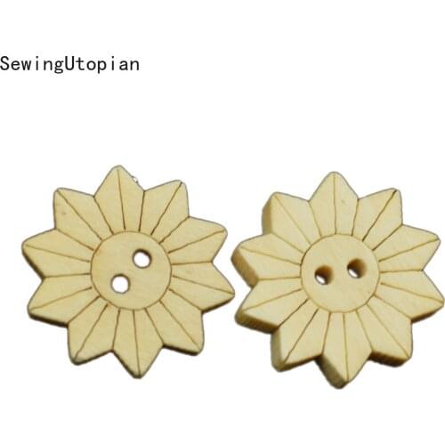 50PCS Cute Flower Wood Button Wooden Child Decorative Buttons for Clothing Women Suit Sewing Accessories Scrapbooking Garment