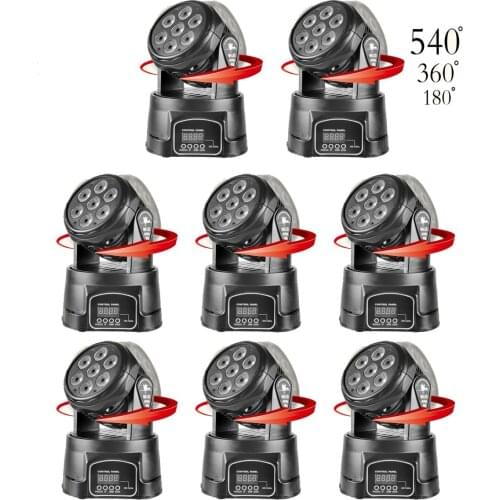 8pcs/lot LED Mini Wash Moving Head Light 7x12w RGBW 4 IN1 LEDs Advanced DMX 14 channels DJ band hall concert moving head lights