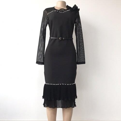 African Dresses for Women 2021 Summer African Women Long Sleeve Solid Color Dress African Clothes Women