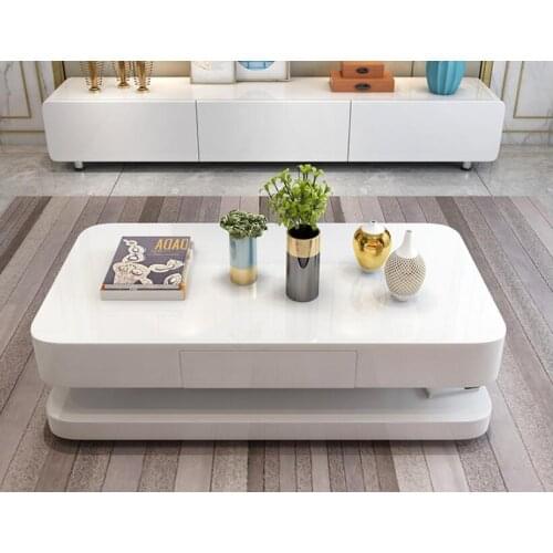 White coffee table simple modern living room tempered glass personality creative small apartment paint coffee table TV cabinet c