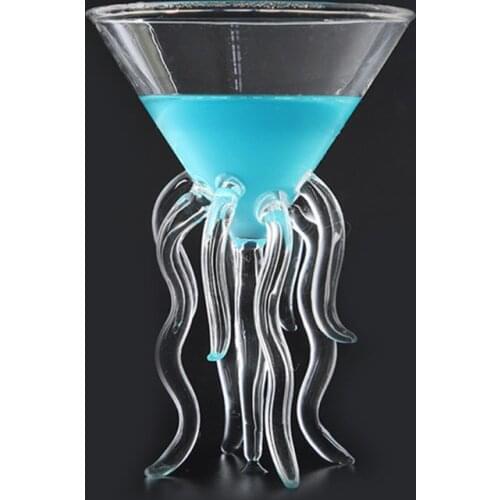 Octopus Cocktail Glass Transparent Jellyfish Glass Cup Juice Glass Goblet Conical Wine Champagne Glass