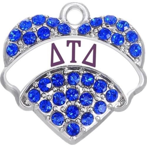 Bracelets Necklaces Making Greek Alphabet Letters Crystal Message Hearts Shaped Delta Tau Delta Sorority Pendants