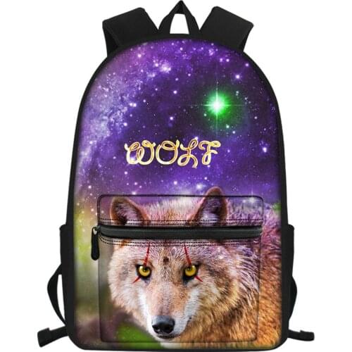 Customizable Galaxy Wolf Children Backpack Children Boy School Backpack Travel Daily Laptop Bag Men Mochila Escolar