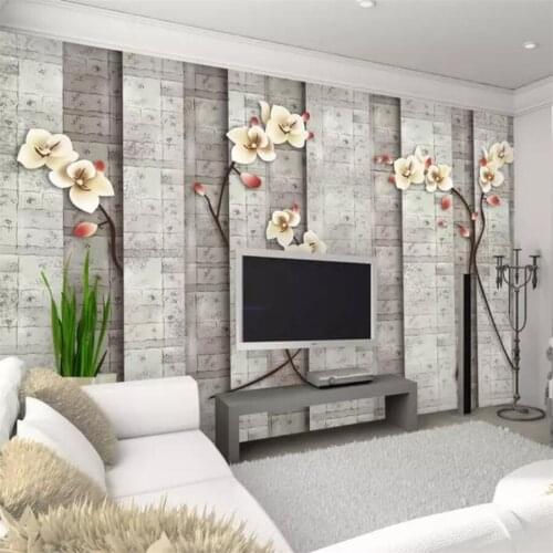Beibehang Custom 3D Photo Wallpaper Simple Modern 3D Stereo Blue Flower TV Backdrops Non-woven Fabric Wallpaper Papel de parede