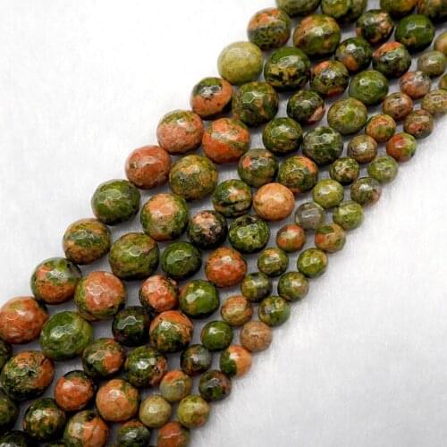 Faceted Natural Unakite Stone Beads 6/8/10mm Round Loose Cut Stone Beads For Jewelry Making DIY Accessories Strand 15