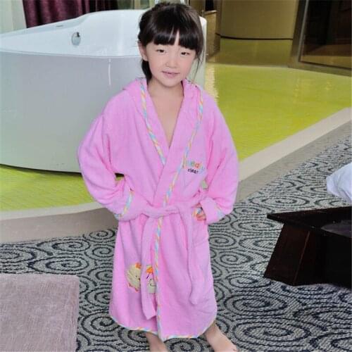 Cotton childrens bathrobe terry cloth boys and girls warm nightgown thickened absorbent swimwear cute pajamas autumn new халат
