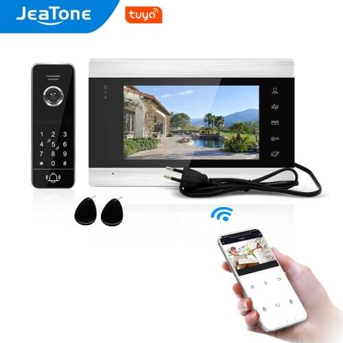 Jeatone Tuya Smart WiFi Video Door Phone Home Intercom Access Control System Code/RFID Card/App Unlock Motion Detection function