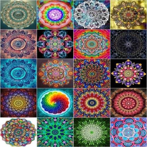 GATYZTORY 40x40CM Pictures By Numbers Mandala Home Decoration Oil Painting Flower DIY Drawing Canvas HandPainted Gift