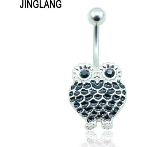 Piercing Jewelry Fashion Stainless Steel Belly Button Rings Retro Alloy Owl Navel Rings Jewelry
