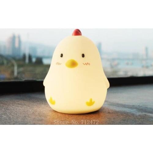 Early Chicken Wake Up Light USB Silicone Snooze Alarm Clock Bedroom Bedside lamp Sleepy Atmosphere Nightlight