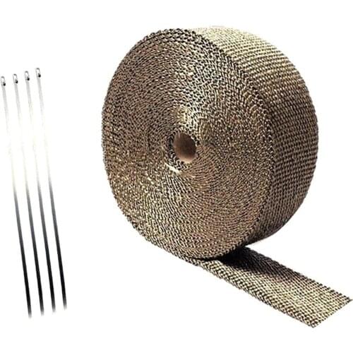 5M Roll Fiberglass Heat Shield Motorcycle Exhaust Header Pipe Heat Wrap Tape Thermal Protection+ 4 Ties Kit Exhaust Pipe Insulat