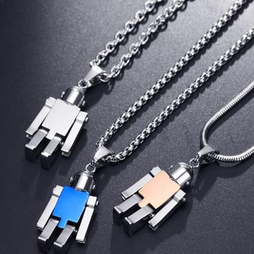 Fashionable men and women stainless steel robot hands and feet movable robot pendant jewelry hot sale