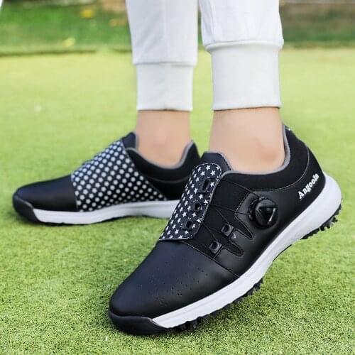 Professional Mens Golf Shoes Big 46 47 Rotating Buckle Golf Training Shoes Mens Black and White Comfortable Walking Sneakers Men