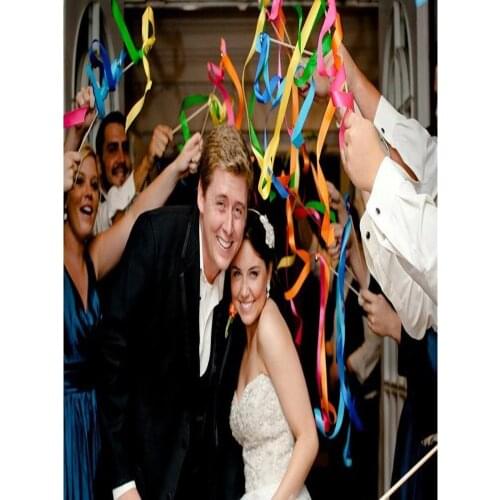 New Romantic Wedding Decoration Colorful Ribbon Wish Wands With Bells Party Holiday Fairy Stick Shooting Props Cheering Item