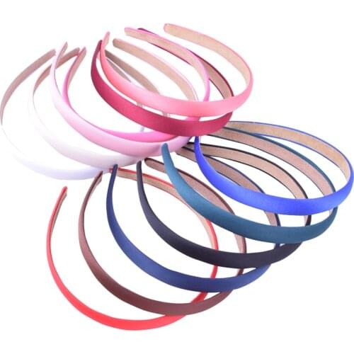 24pcs/lot Satin Plastic Headband Solid Color Hair Bands Children Plain Hairband Head Hoops Hair Accessories For Women 15MM Wide