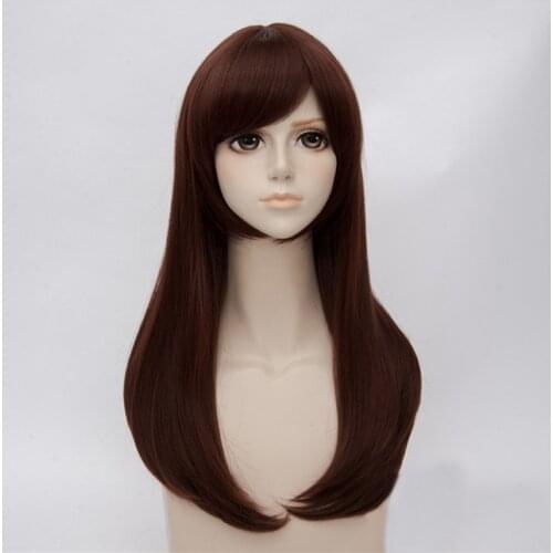 DVA D.va Copslay Wig Game OW Costume Brown Colour Hana song Wig Peruca DVA Cosplay Women 65 cm Wigs