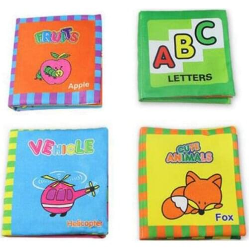 EBOYU(TM) Babys First Fabric Book Washable Soft Cloth Book Set of 4 with A Sounder for Infant Toddler Intellectual Development