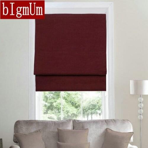 2017 New Arrivals Linen Flat Blinds Solid Curtains With Blackout Function Window Treatment Burgundy/Purple/Blue/Green Roller