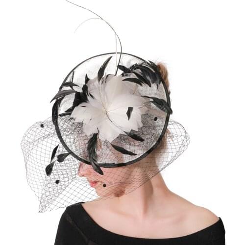 Bridal Mesh Veils Fascinators Hat Accessories Sinamay Hair Chapeau Women Wedding Church Vintage Mesh Headpiece Race Accessory