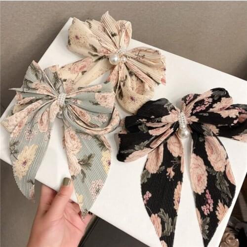 Spring and summer big bow floral hairpin hair accessories top clip spring hairpins