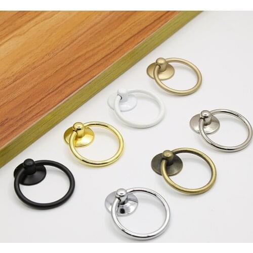 Wardrobe Drawer Knob Antique Green Bronze Furniture Handle Hanging Ring Cabinet Round Door Handle Single Hole Thickened