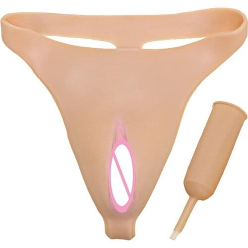 Abalone vagina T-back Silicone Vagina Panty Realistic Vagina Transvest Coplay Underwear Man Underpants To Sexy Girl Crossdresser