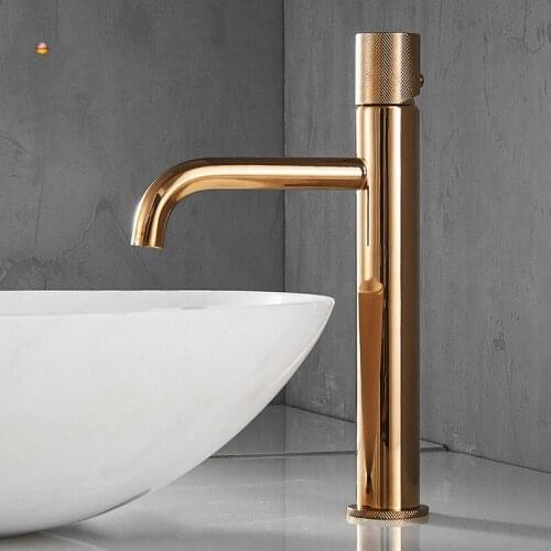 Basin Faucets Rose Gold Solid Brass Hot & Cold Single Handle Sink Mixer Bathroom Lavatory Crane Taps Unique Design Black/Chrome