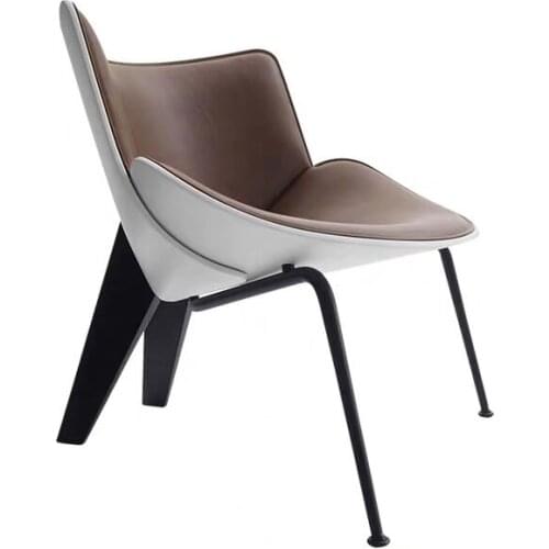 ChinaFurniture processing and production factory Modern light luxury leather leisure chair with stainless steel foot