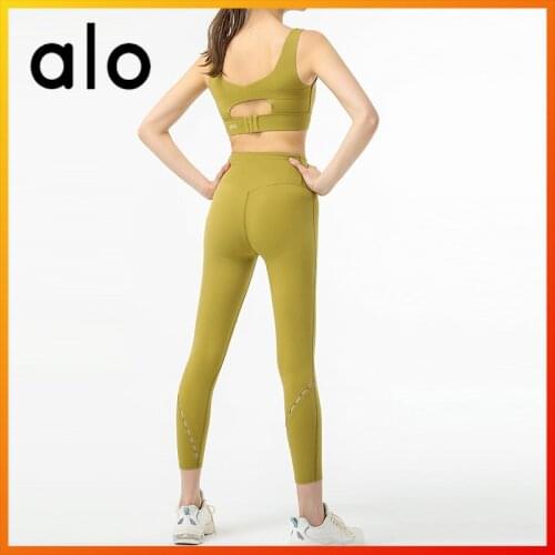ALO Yoga Womens Beauty Back Shockproof Running Sports Bra Sexy Hollow Back Buttoned Five-Color Nylon Underwear Fitness Shaping
