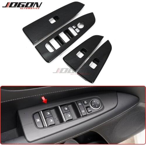 Car Styling Door Armrest Window Switch Button Cover Trim For Kia K3 Forte Cerato 2019 2020 Carbon Fiber Look