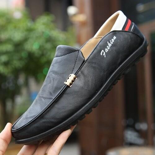 Fashion Leather Men Shoes Casual Breathable Loafers Waterproof Footwear Chaussures Flats Men Black Formal Shoes Zapatos Hombre