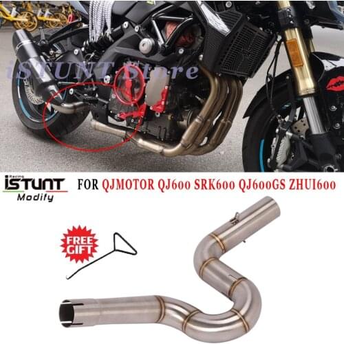 Motorcycle Exhaust Modified Stainless Steel Middle Link Pipe Catalyst Delete Pipe For QJMOTOR QJ600 SRK600 QJ600GS ZHUI600