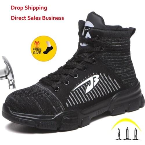 XPUHGM Brand All Season Men Safety Work Boots Shoes Anti-smashing Steel Toe Cap Boots Indestructible Working Shoes Pluse Size 48