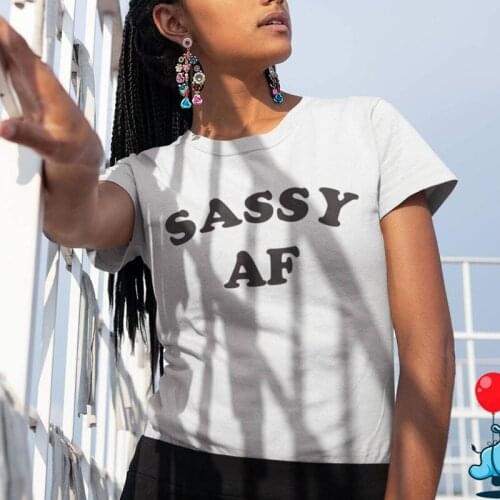 Sassy Af 100% Cotton T-shirt Casual Women Short Sleeve Hipster Grunge Tshirt Tops