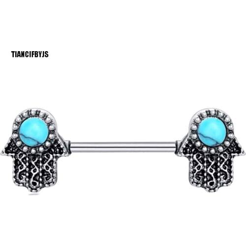 TIANCIFBYJS Opal Stone Fingers Nipple Rings Piercing Earring Women Barbell Surgical Steel 14G Bar Wholesale Body Jewelry 20pcs