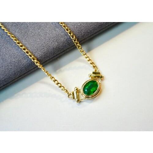 SX Solid 18K Gold 0.7ct Nature Green Emerald Gemstones Pendants Necklaces for Women Fine Jewelry for Women Gifts