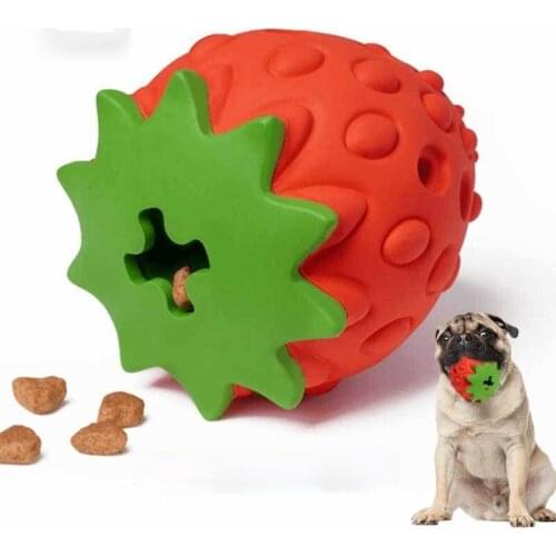 Natural Rubber Strawberry Shaped Dog Chew Toys Durable Eco-friendly Food Leaking Puppy Toys For Small Medium Large Dogs