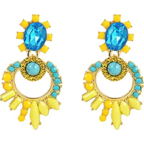 ZHINI 2021 New Ethnic Big Earrings for Women Elegant Simple Geometric Round Dangle Drop Earring Rhinestone Wedding Jewelry Gift